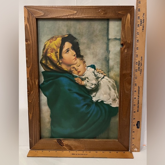 Vtg Madonna Of The Streets Roberto Ferruzzi Wood Framed Print 20.5”Hx14.5”W - Picture 3 of 8